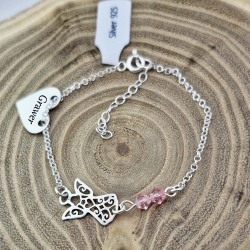 Bransoletka srebrna 925 dziecięca aniołek serce Swarovski grawer prezent